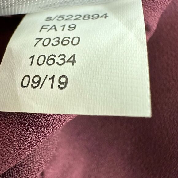 Loft Women's Size M Long Sleeve Split Neck Peplum Blouse Maroon With White Dots - Picture 8 of 11